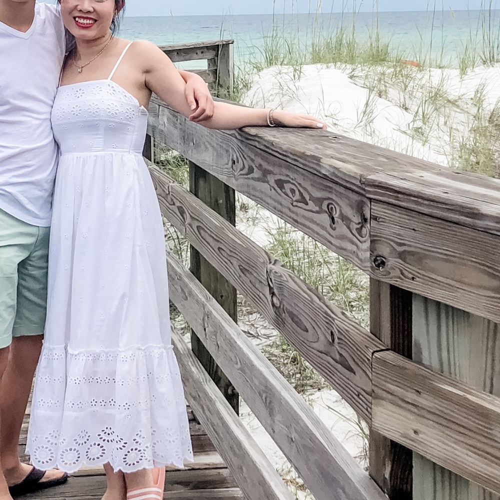 Embroiled white midi dress